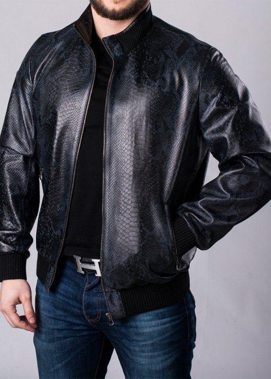 Spring leather jacket under an elastic band