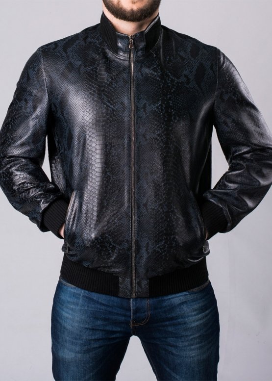 Spring leather jacket under an elastic band